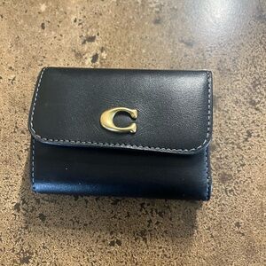 Black Leather Wallet with Gold Accent